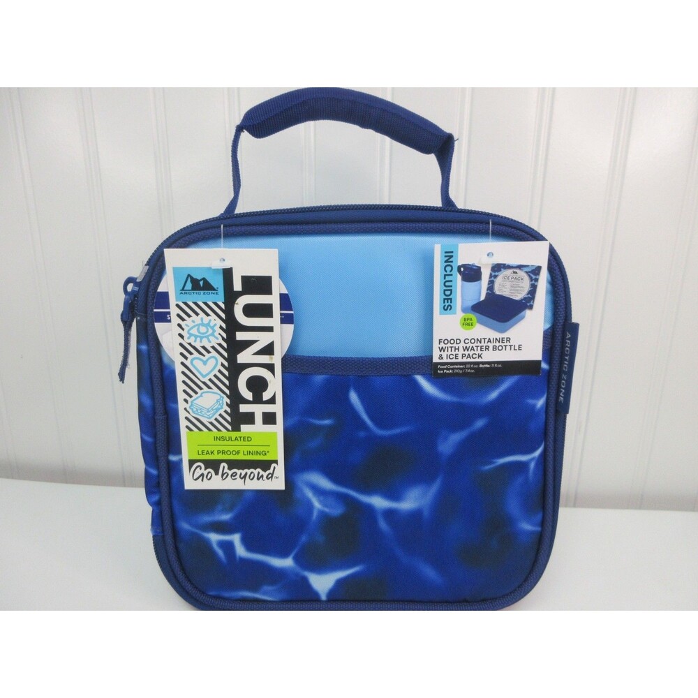 Arctic Zone Lunch Box Combo Thermal Insulation Dark Waters Blue School Lunch Bag